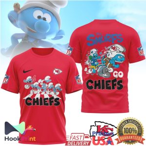 The Smurfs x Kansas City Chiefs NFL Custom Graphic T Shirt
