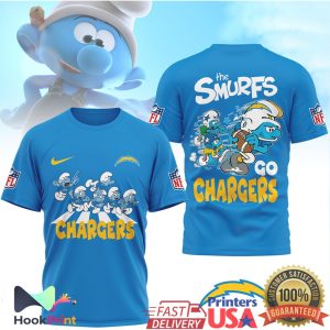 The Smurfs x Los Angeles Chargers NFL Custom Graphic T Shirt The Smurfs x Los Angeles Chargers NFL Custom Graphic T Shirt
