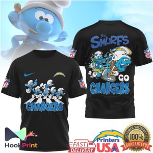The Smurfs x Los Angeles Chargers NFL Custom Graphic T Shirt