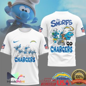 The Smurfs x Los Angeles Chargers NFL Custom Graphic T Shirt