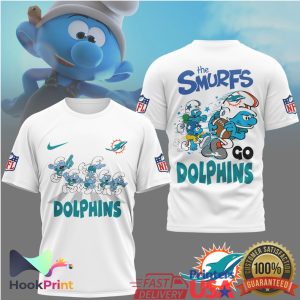 The Smurfs x Miami Dolphins NFL Custom Graphic T Shirt