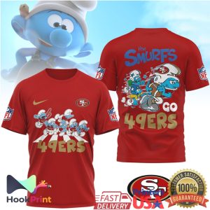 The Smurfs x San Francisco 49ers NFL Custom Graphic T Shirt
