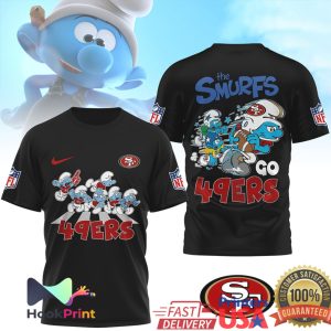 The Smurfs x San Francisco 49ers NFL Custom Graphic T Shirt