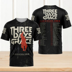 Three Days Grace Alienation Tour 2026 Silhouette Logo Vintage Retro Men Women Rock Fans T Shirt Three Days Grace Alienation Tour 2026 Silhouette Logo Vintage Retro Men Women Rock Fans T Shirt