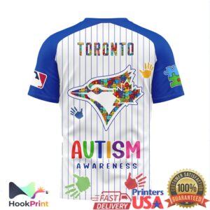 Toronto Blue Jays MLB Autism Awareness 2026 Vintage Pinstripe Puzzle Fans Men Women T Shirt
