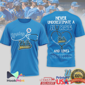 UCLA Bruins Baseball Never Underestimate A Nurse Women Blue White T Shirt UCLA Bruins Baseball Never Underestimate A Nurse Women Blue White T Shirt