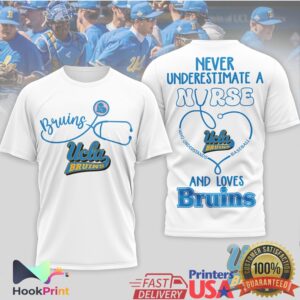 UCLA Bruins Baseball Never Underestimate A Nurse Women Blue White T Shirt