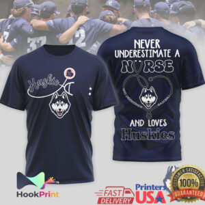 UConn Huskies Baseball Never Underestimate A Nurse Women Navy White T Shirt UConn Huskies Baseball Never Underestimate A Nurse Women Navy White T Shirt