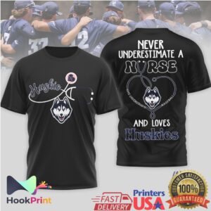UConn Huskies Baseball Never Underestimate A Nurse Women Navy White T Shirt
