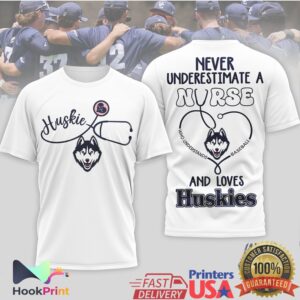 UConn Huskies Baseball Never Underestimate A Nurse Women Navy White T Shirt