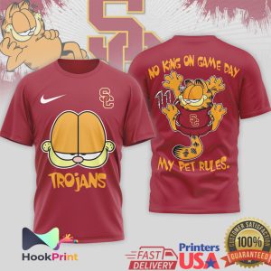 USC Trojans Garfield No King On Game Day My Pet Rules T Shirt