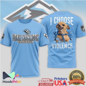 Utah Mammoth Chihuahua I Choose Violence Light Blue Graphic T Shirt