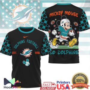 Vintage Mickey Mouse Miami Dolphins Football Retro NFL Design T Shirt Vintage Mickey Mouse Miami Dolphins Football Retro NFL Design T Shirt