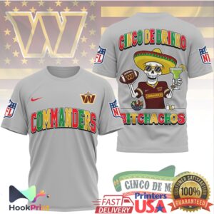 Washington Commanders Cinco De Mayo Drinking Skeleton 2026 Vintage Style Men Women Fans T Shirt
