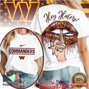 Washington Commanders Hey Haters Shut Up Glitter Lips Nike Logo T Shirt