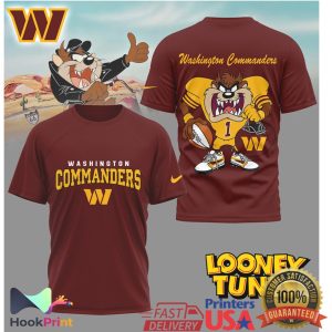 Washington Commanders Looney Tunes Taz Football Graphic T Shirt Washington Commanders Looney Tunes Taz Football Graphic T Shirt