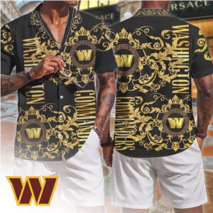 Washington Commanders Luxury Gold Floral Baroque Print Summer Fashion For T Shirt Washington Commanders Luxury Gold Floral Baroque Print Summer Fashion For T Shirt