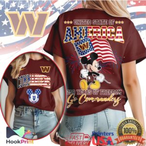 Washington Commanders Mickey Mouse USA Flag Patriotic T Shirt Washington Commanders Mickey Mouse USA Flag Patriotic T Shirt