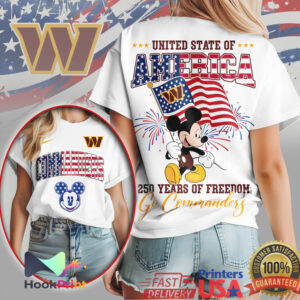 Washington Commanders Mickey Mouse USA Flag Patriotic T Shirt