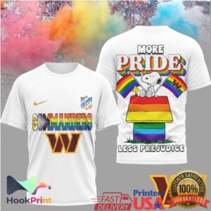 Washington Commanders NFL More Pride Less Prejudice Snoopy Rainbow 2026 T Shirt Washington Commanders NFL More Pride Less Prejudice Snoopy Rainbow 2026 T Shirt