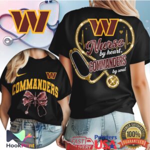 Washington Commanders Nurse By Heart Commanders By Soul Medical Professional T Shirt