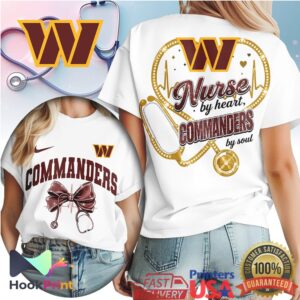 Washington Commanders Nurse By Heart Commanders By Soul Medical Professional T Shirt