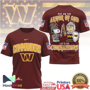Washington Commanders Put On The Armor Of God Snoopy Charlie Brown 2026 Fans T Shirt