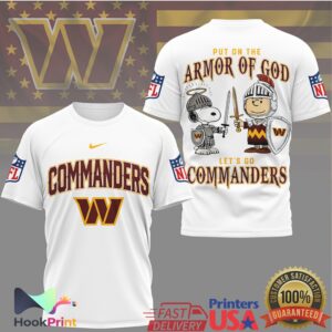 Washington Commanders Put On The Armor Of God Snoopy Charlie Brown 2026 Fans T Shirt