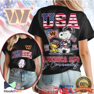 Washington Commanders Snoopy America 250 Patriotic 4th of July T Shirt Washington Commanders Snoopy America 250 Patriotic 4th of July T Shirt