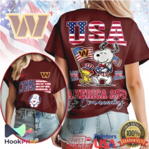 Washington Commanders Snoopy America 250 Patriotic 4th of July T Shirt