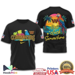 Washington Commanders Tropical Parrot Beach Mode NFL T Shirt Washington Commanders Tropical Parrot Beach Mode NFL T Shirt