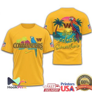 Washington Commanders Tropical Parrot Beach Mode NFL T Shirt