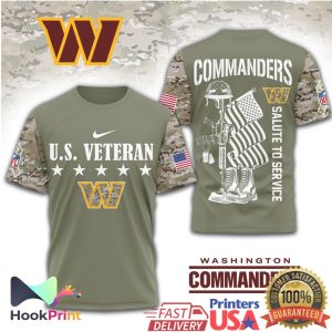 Washington Commanders U.S. Veteran Salute to Service Camo T Shirt