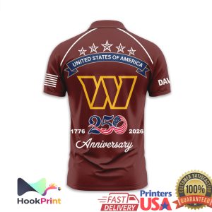 Washington Commanders USA 250th Anniversary 1776 2026 Patriotic Polo Shirt