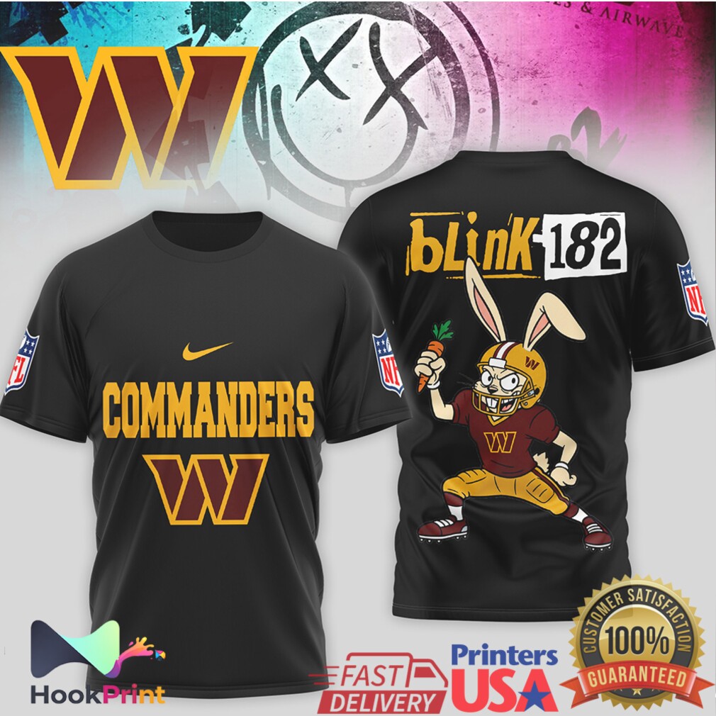Washington Commanders x Blink 182 Rock On Mascot NFL Football T Shirt Washington Commanders x Blink 182 Rock On Mascot NFL Football T Shirt