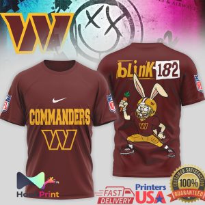 Washington Commanders x Blink 182 Rock On Mascot NFL Football T Shirt