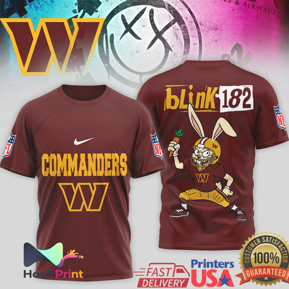 Washington Commanders x Blink 182 Rock On Mascot NFL Football T Shirt Washington Commanders x Blink 182 Rock On Mascot NFL Football T Shirt