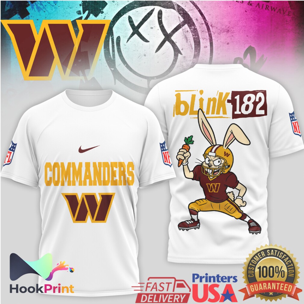 Washington Commanders x Blink 182 Rock On Mascot NFL Football T Shirt Washington Commanders x Blink 182 Rock On Mascot NFL Football T Shirt