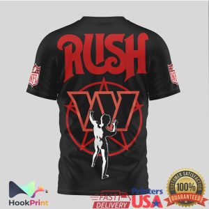 Washington Commanders x Rush Band 2112 Starman Black 3D T Shirt Washington Commanders x Rush Band 2112 Starman Black 3D T Shirt