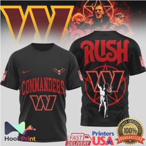 Washington Commanders x Rush Band 2112 Starman Black 3D T Shirt