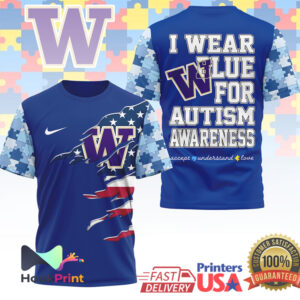 Washington Huskies NCAA Autism Awareness Blue Jigsaw Sports Fans Supporters T Shirt Washington Huskies NCAA Autism Awareness Blue Jigsaw Sports Fans Supporters T Shirt