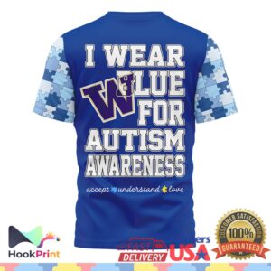 Washington Huskies NCAA Autism Awareness Blue Jigsaw Sports Fans Supporters T Shirt