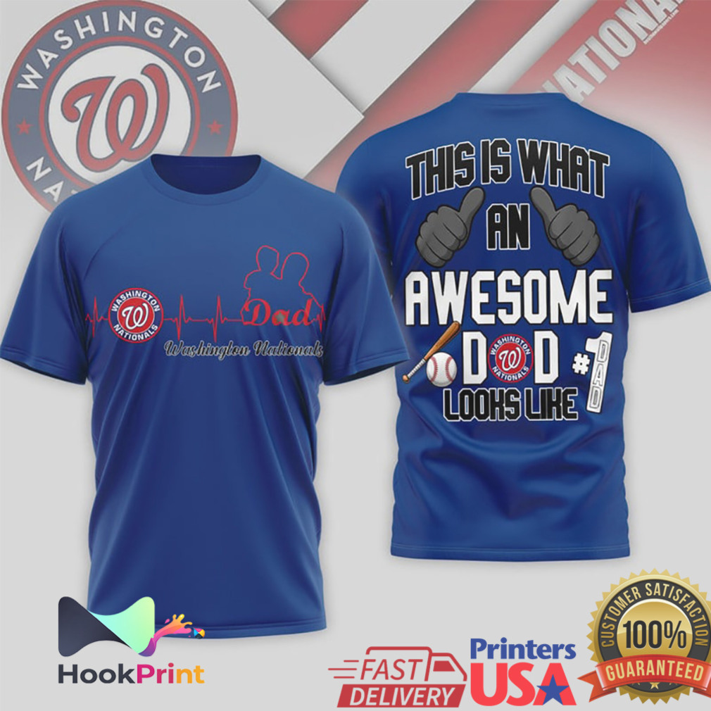 Washington Nationals Awesome Dad #1 Baseball Heartbeat T Shirt Washington Nationals Awesome Dad #1 Baseball Heartbeat T Shirt