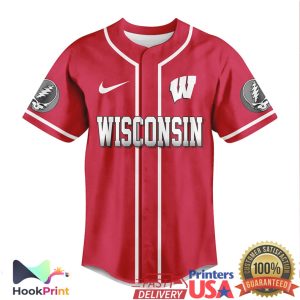 Wisconsin Badgers Grateful Dead Game After Game Baseball Jersey Wisconsin Badgers Grateful Dead Game After Game Baseball Jersey
