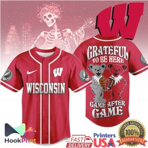 Wisconsin Badgers Grateful Dead Game After Game Baseball Jersey
