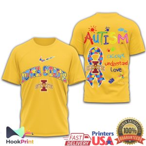Iowa State Cyclones Autism Awareness Puzzle Ribbon Support T Shirt