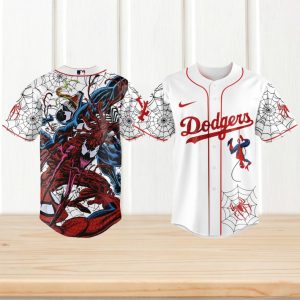 la dodgers spider man venom carnage white baseball jersey