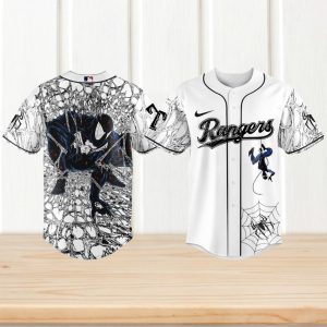 texas rangers black suit spider man symbiote baseball jersey